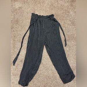 American Eagle Outfitters Black and Gray Striped Wide Leg Pants